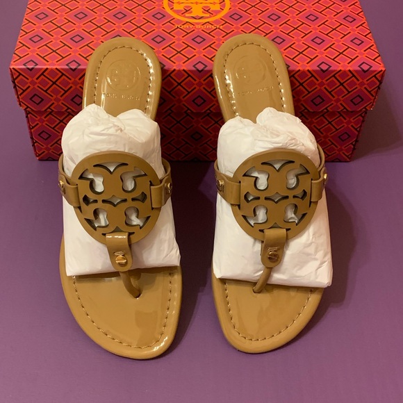 Tory Burch Shoes - Tory Burch Sand Patent Miller Sandals 7